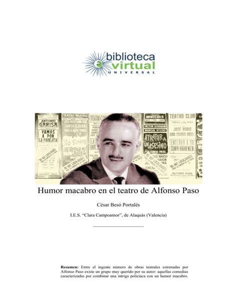 Humor macabro en el teatro de Alfonso Paso .